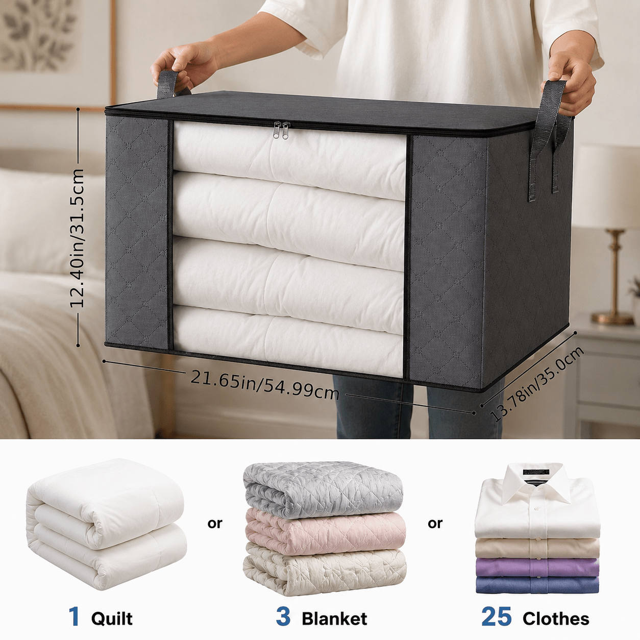 3-Piece Large Capacity Foldable Storage Boxes with Clear Window - CL Goodz