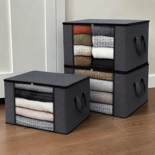 3-Piece Large Capacity Foldable Storage Boxes with Clear Window - CL Goodz